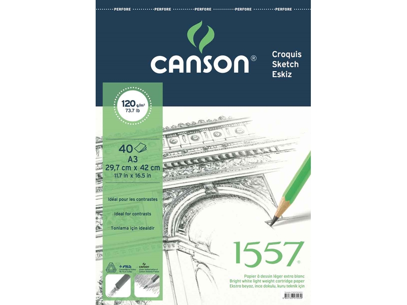 CANSON RESİM VE ÇİZİM BLOĞU 1557 A3 120 GR 40 YP FCNS12040A3US