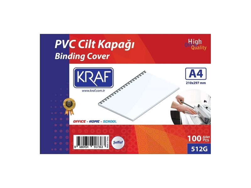 Kraf 512G Cilt Kapağı A4 160Mic Şeffaf 100Lü