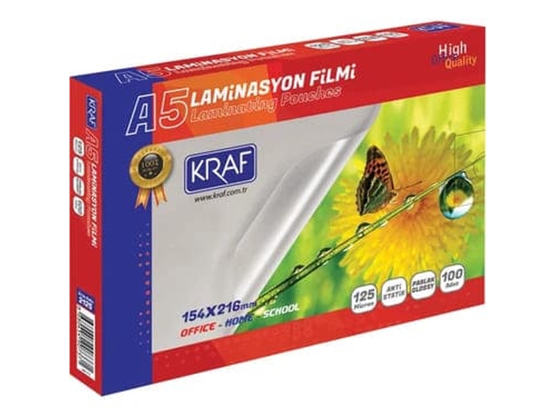 Kraf 2124 Parlak Laminasyon Filmi A4 125Mic 100Lü