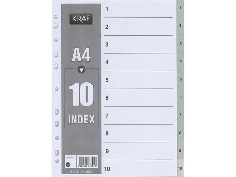 Kraf 1010 Plastik Seperatör A4 1-10 Rakam 