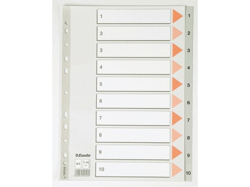 Esselte 100105 Plastik Seperatör A4 1-10 Rakam Gri