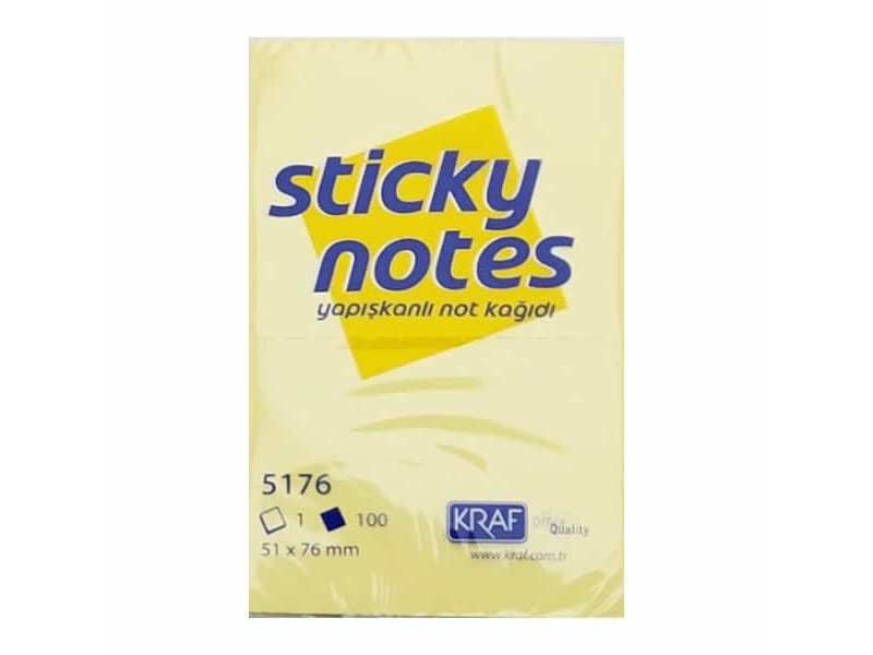 Kraf 5176 Yapışkanlı Not Kağıdı 51X76 Mm Sarı
