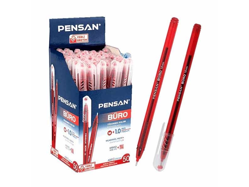 Pensan 2270 Büro Tükenmez Kalem 1Mm Kırmızı 50Li