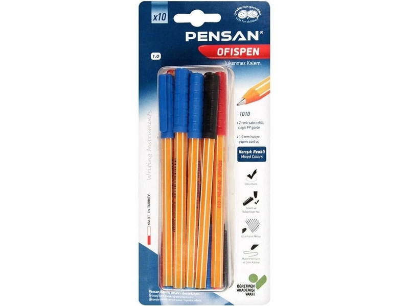 Pensan 1010 Ofispen Tükenmez Kal. 1.0Mm 10Lu Kar .