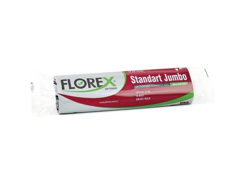 Florex  511 Standart Çöp Poşeti Jumbo Boy 80  x  110 cm 10 Adet  x  20 Rulo Siyah