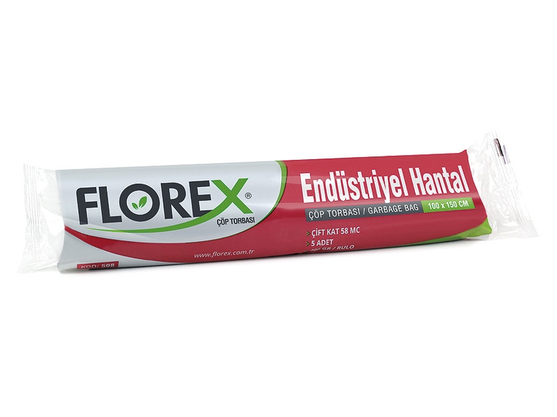 Florex  510 Endüstriyel Konteyner Çöp Poşeti 240 L 120  x  150 cm 5 Adet - Siyah
