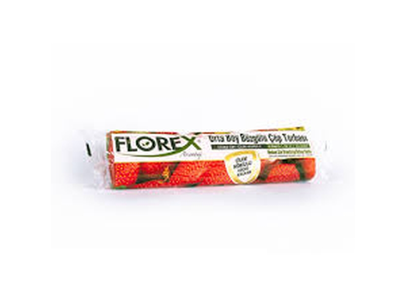 Florex  502 Çilek Kokulu Büzgülü Orta  Boy Çöp Poşeti  55   x  60  cm 10 Adet  x  25 Rulo Kırmızı