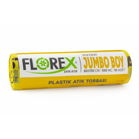 Florex  830 Plastik Atık Çöp Poşeti Jumbo Boy 80  x  110 cm 10 Adet - Sarı