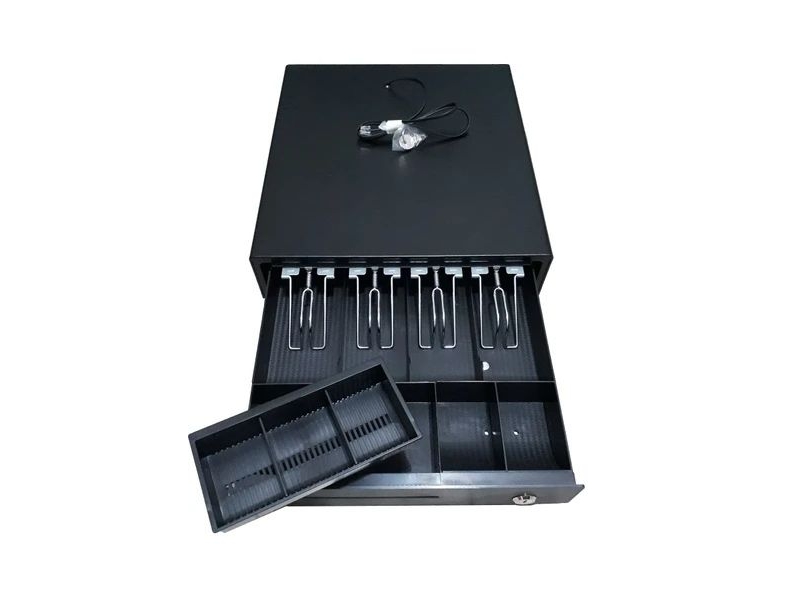 Orta Boy Metal Para Çekmecesi Anahtardan Açılır 4 Banknot 5 Bozuk Para Bölmeli Siyah